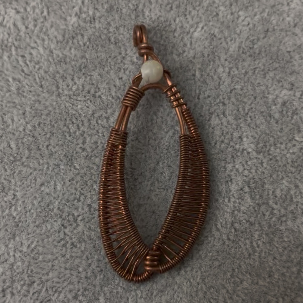 Mother of Pearl & Copper Wire Wrapped Pendant